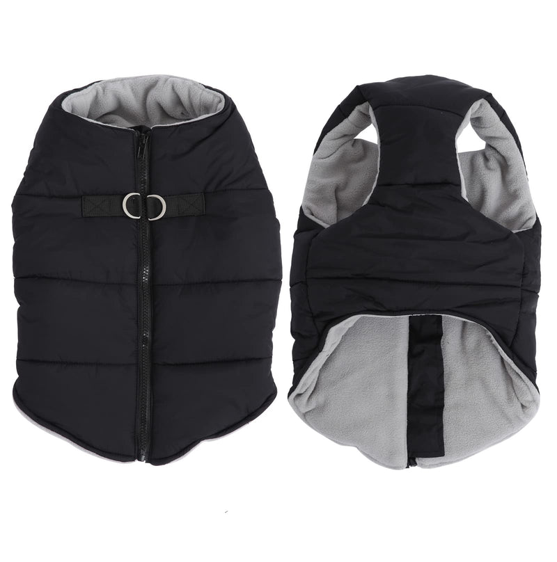 Geyecete Dog Bulldog Clothes Dog Cotton Padded Coat Thick Winter Warm Vest Waistcoat Cold Weather Jacket Clothing for French Bulldog Coat-Black-M Medium Black - PawsPlanet Australia