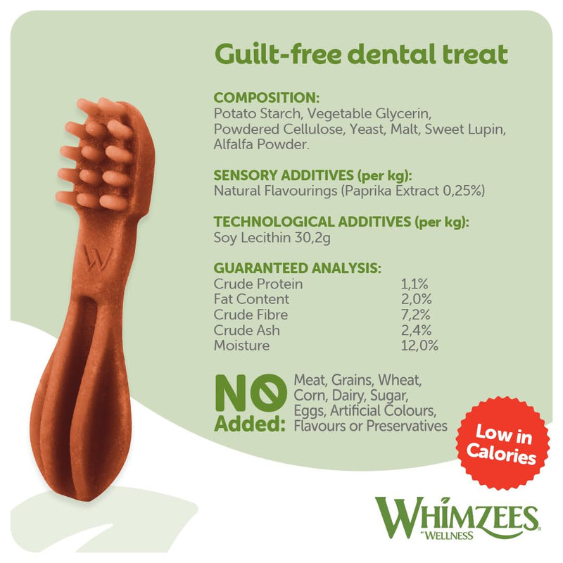 WHIMZEES Toothbrush XS, 48 Pieces – Dog Dental Stix, Size XS, Dog Dental Sticks for Extra Small Breeds, Natural and Grain Free, Rawhide-Free, Vegetarian, No Added Sugar Tasteless Toothbrush XS 360 g (Pack of 1)