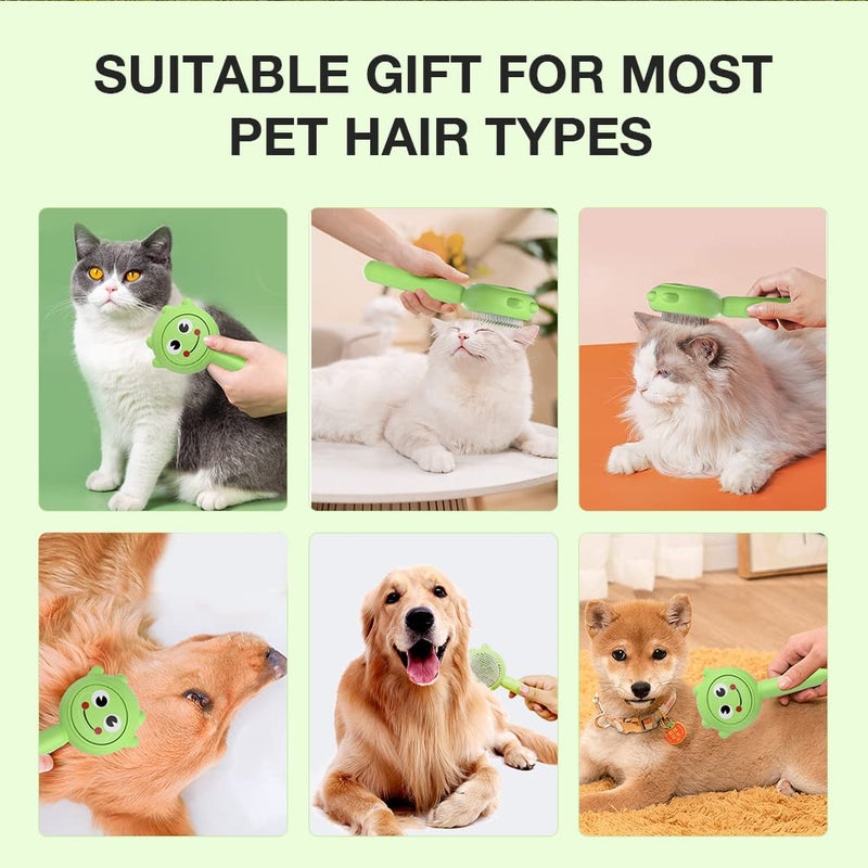 Dog Brush for Short or Long Haired Dogs, Frog Shape Dog Brush with Release Button, Dog Hair Brush Dog Grooming Deshedding Brush for Dog Kitten Rabbit Massage Removes Loose Fur Medium - PawsPlanet Australia
