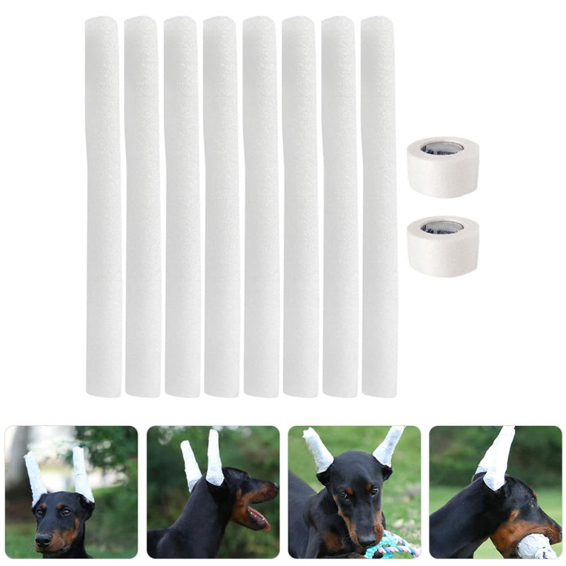 ERINGOGO 8-Piece Dog Ear Support Set with Soft Foam Sticks and Adhesive Tape. Flexible ear correction sticks for erect ears in small and medium-sized dogs. Easy to clean.