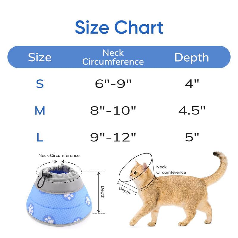Cat Cone Collar Soft to Stop Licking After Surgery Blue M