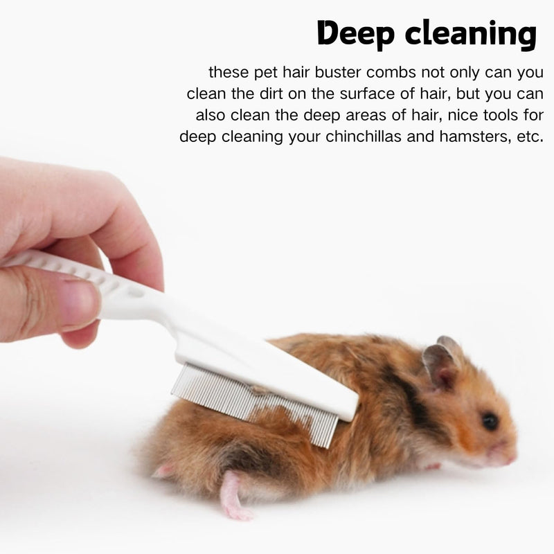 Stainless Steel Rounded Teeth Grooming Comb for Small Pets - Massage and Cleaning Tool for Chinchillas, Ferrets, Guinea Pigs, Rabbits (2 Pack, White) 2 Pack