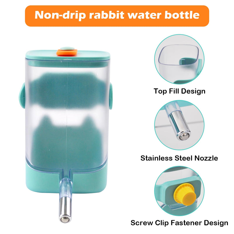 Water Bottle for Rabbits No Drip,Small Animal Leak Proof Water Bottle for Cage Crate,23 oz Pet Hanging Water Dispenser for Bunny Guinea Pig Chinchilla Ferret Squirrel Hedgehog(Green) - PawsPlanet Australia