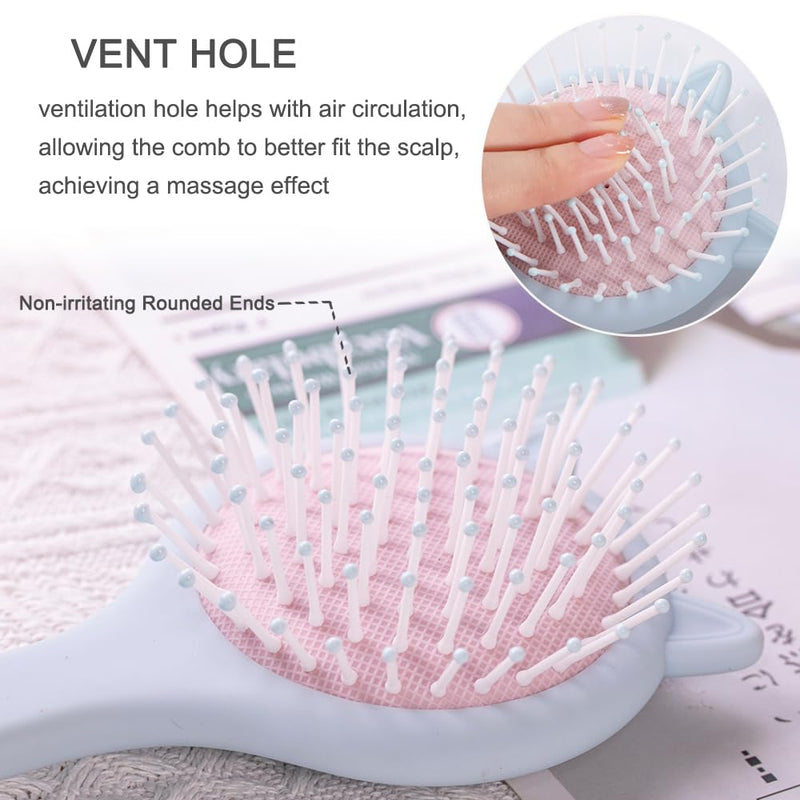 Cute Cat Shape Hair Brush Set - Air Cushion Comb for Fine, Thick, Curly Hair- Hair Brush for Women, Men or Kids (Black & Blue) Black & Blue - PawsPlanet Australia