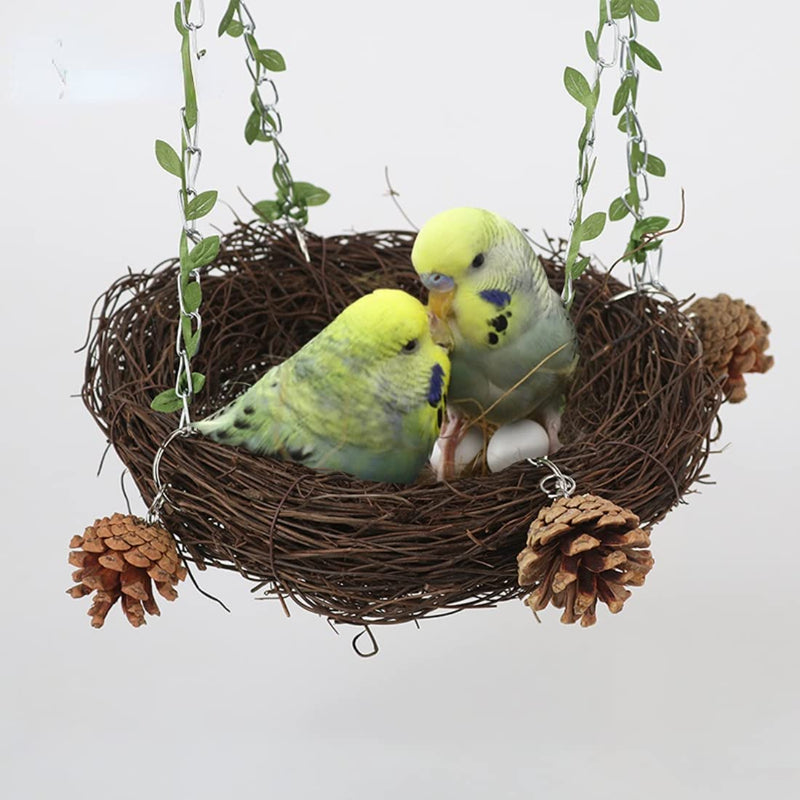 Natural Rattan Nest Small Medium Large Bird Swing for Parrot Parakeet Cockatiel Conure Cockatoo Macaw Amazon African Grey Lovebird Finch Canary Budgie Cage Perch Toy (Small) - PawsPlanet Australia