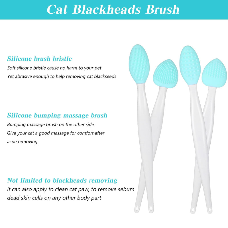 8Pcs Cat Acne Brush Pet Black Seed Brush for Cat Grooming Essentials Soft Silicone Double-Sided Scraper for Chin Acne and Cleaning Cats Exfoliation Removing Tool Can Hung With Rope (Green) - PawsPlanet Australia