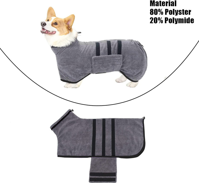 Microfibre Dog Bathrobe Dog Towel Wrap Super Absorbent Dog Drying Coat Bath Robe for Puppy, Medium & Large Dogs, Fast Drying, Adjustable, for Pet Dogs & Cats Black X-Large - PawsPlanet Australia