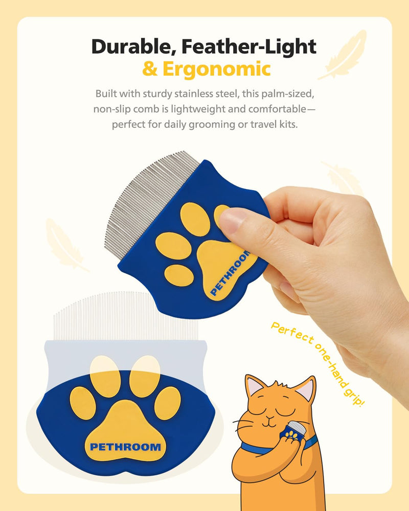 [PETHROOM] Professional Eye Comb for Pets | Stainless Steel Tear Stain Remover for Cats & Dogs | Gentle Round-Head Grooming Tool | Compact & Portable for Eye Gunk Removal One Size