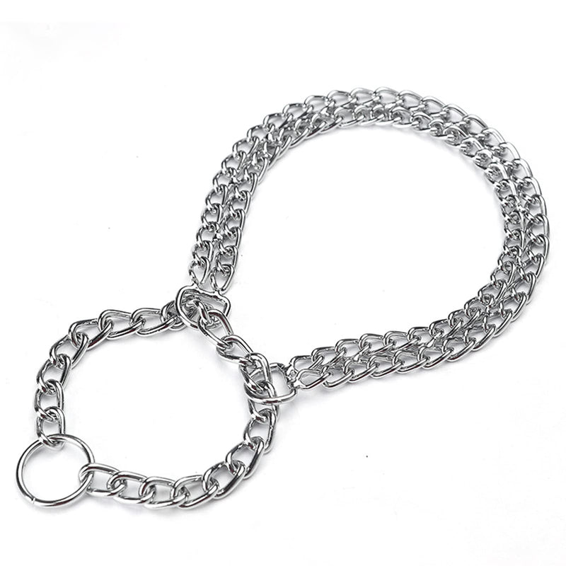 Heavy Duty Dog Collar - Martingale Collar with Double Row Chain for Medium Large Dogs (XL-24') XL-24” (suitable for neck 19-22")
