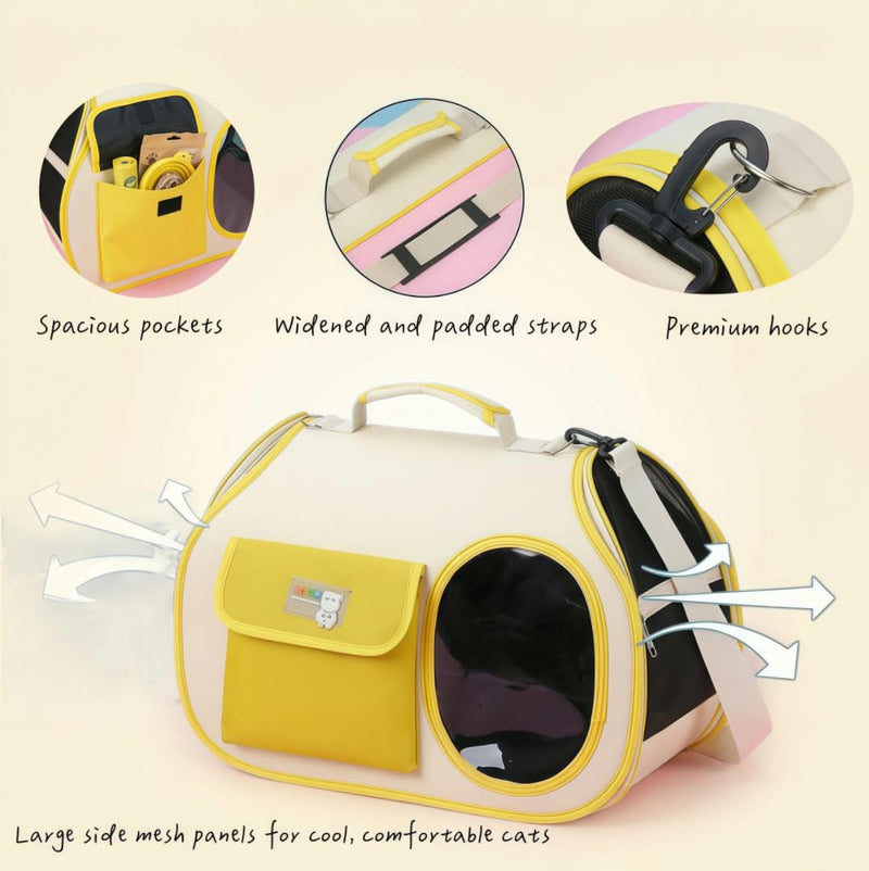 Dog Purse Carrier for Small Dogs-Pet Carrier Purse for Kitty and Puppy Soft Sided Carrier with Breathable Mesh Lightweight Pet Carrier Sling for Outing Travel Vet-Bright Yellow Bright Yellow One Size