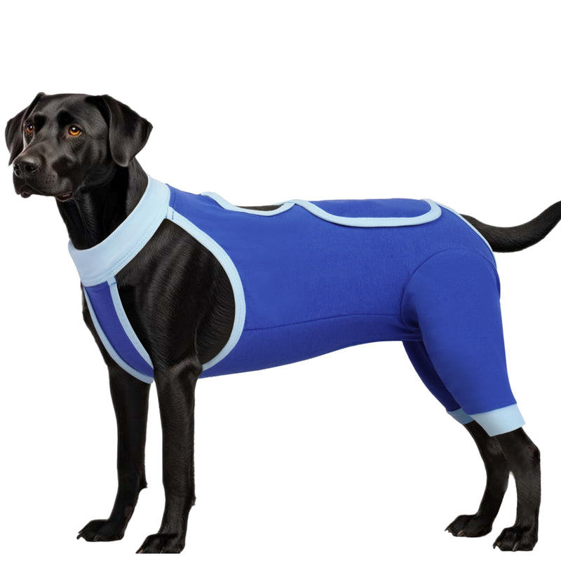 ROZKITCH Dog Surgery Leg Sleeve Rear Legs, Male Female Pet Prevent Licking Wound Elbow Knee Protector, Dog Recovery Suit Cone Collar Alternative Pants Shirt for Wound Heal Wrap Blue 3XL