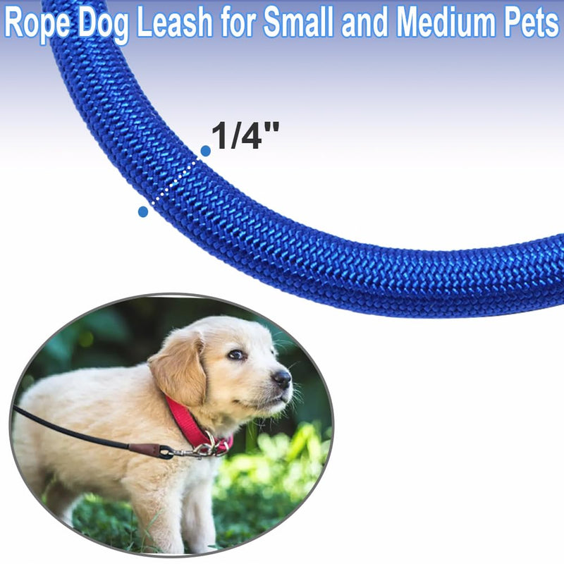 Small Dog Leash, 1/4" by 6/8/10 FT Lightweight Strong Nylon Rope Leash, Bright Classic Lead for Small Pets/Puppy/Cat (10ft, Dark Blue) 1/4" x 10' - PawsPlanet Australia