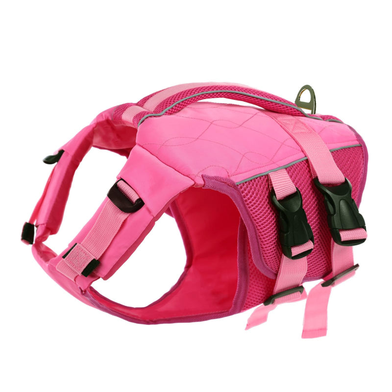 ASENKU Dog Life Jacket with Rescue Handle, Dog Life Vest for Swimming Boating with High Flotation, Ripstop Lightweight Pet Life Preserver with Reflective Stripes for Small Medium Large Dogs Pink