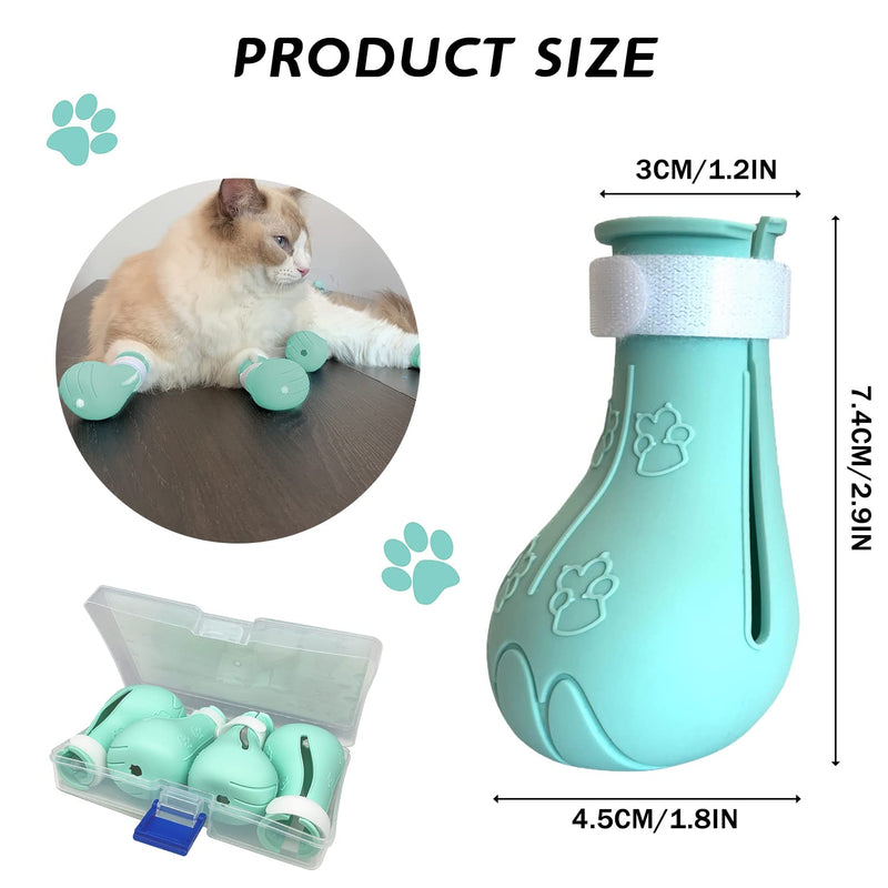 Cat Claw Covers Cat Boots for Cats Only, Cat Anti-Scratch Shoes Adjustable Prickly Anti-Off Shoes, Soft Silicone Cat Paw Protector Boots for Cat Grooming Bathing Shaving to Prevent Scratching (Green) Green-1 - PawsPlanet Australia