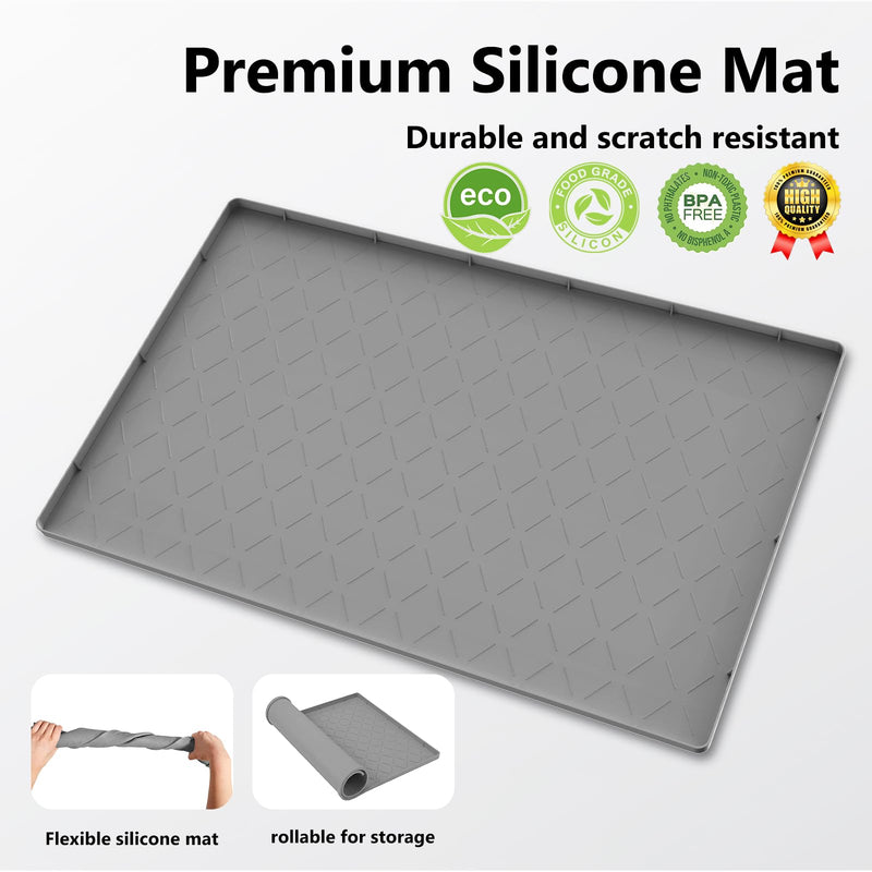 Mateeylife Under Sink Mats for Kitchen Waterproof 34"X22", Undersink Protectors，Silicone Mat Cabinet Liner, Under Sink Organizer for Bathroom and Kitchen，Boot Tray Pet Food Mat, Dark Grey 22''W x 34''L - PawsPlanet Australia