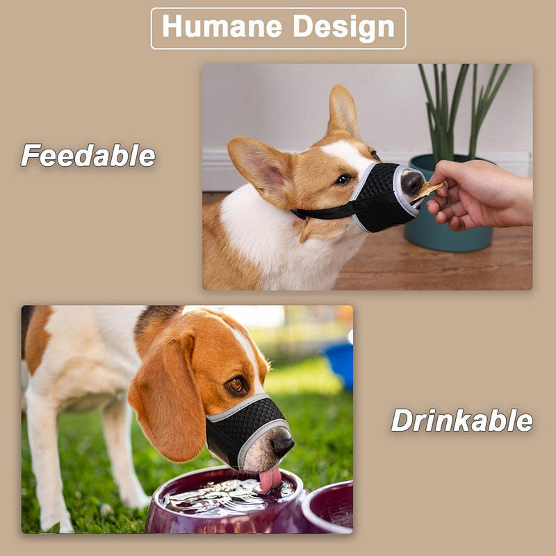 Dog Muzzle, Soft Muzzle for Small Medium Dogs Dachshund Corgi Poodle, Adjustable Reflective Muzzles for Biting Chewing and Grooming, Breathable Mesh M-(Snout 5.5-7.9'') Black - PawsPlanet Australia