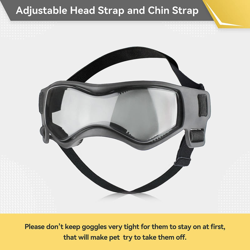 Dog Goggles Dog Sunglasses for Medium Breed UV Protection Windproof with Adjustable Head Straps Chin Straps for Ride Car/Hiking Travel/On Beach-Black Black - PawsPlanet Australia