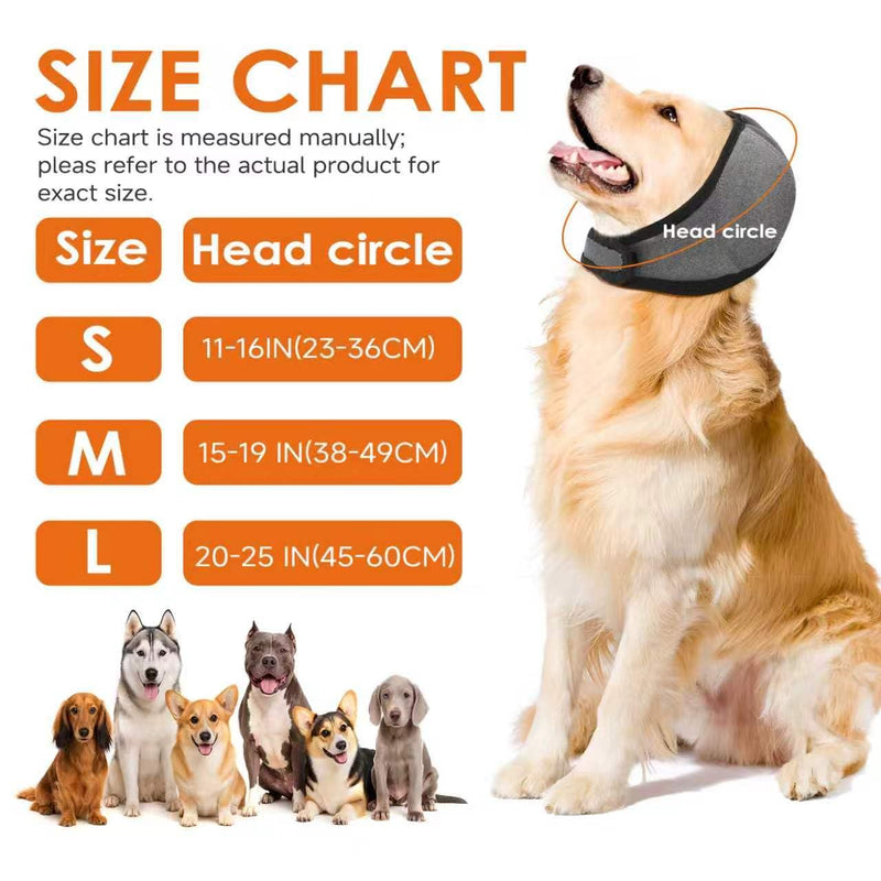 Upgraded Dog Ear Muffs for Noise Protection & Bath, No Shake EarWrap for Hematoma Prevention, Drying & Anxiety Relief, Elastic Waterproof Dog Ear Protector with Soundproof Sponge (Grey, Medium)