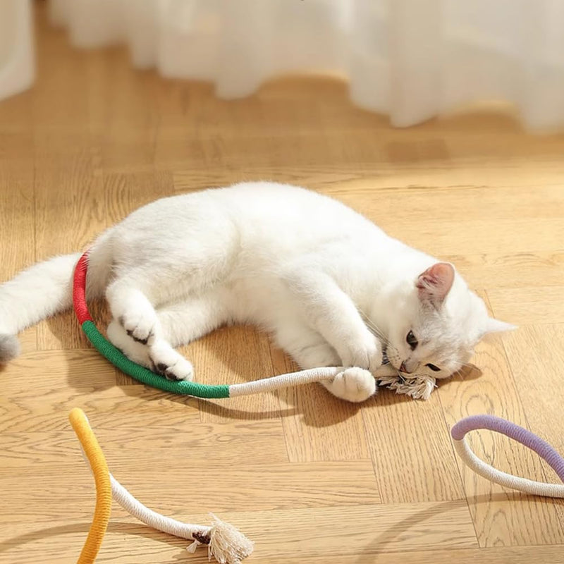 PAZ'S GIFT Cat Toys, Cat chew Toy,Cat Kick Toys, Cat Rope Toys for Indoor Cat Interaction Cat and Kitten Teething Chew Toys for Aggressive Chewing Teeth Cleaning Cat Dental Toys 3 Pack Mixed Colors - PawsPlanet Australia