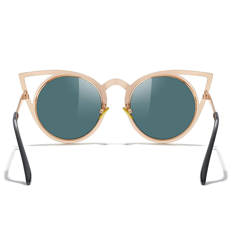 MERRY'S Cat Eye Sunglasses Round Metal Cut-Out Flash Mirror Lens Sun glasses S8064 Pink 50 Millimeters - PawsPlanet Australia