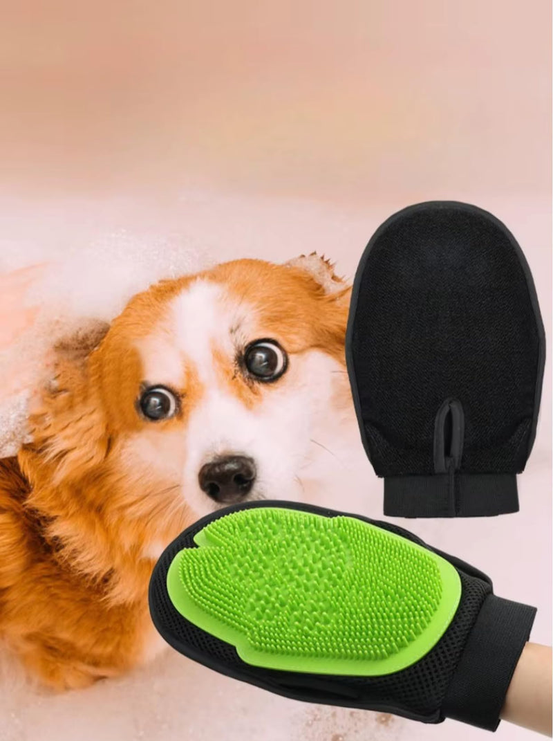 Paw-Naticks 2-in-1 Pet Grooming Mitt, Double-Sided Silicone Bath Brush, Dog & Cat Hair Remover, Massage Glove, Shredding Massage, Five-Finger Design, 25.5x16x3 cm (BLUE) BLUE - PawsPlanet Australia