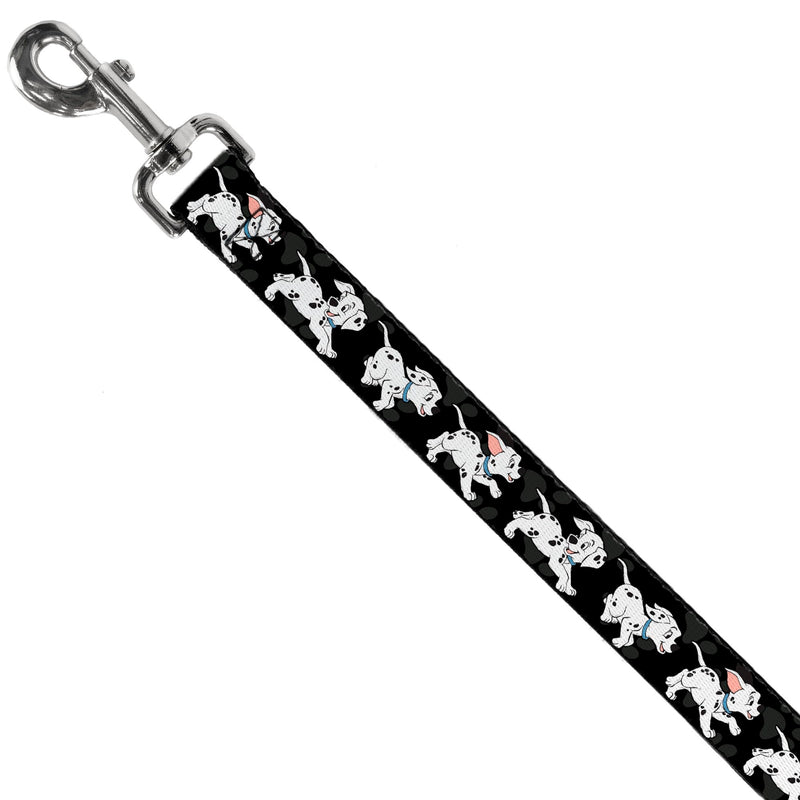 Buckle-Down Pet Leash - Dalmatians Running/Paws Black/Gray/White/Black - 6 Feet Long - 1.5" Wide