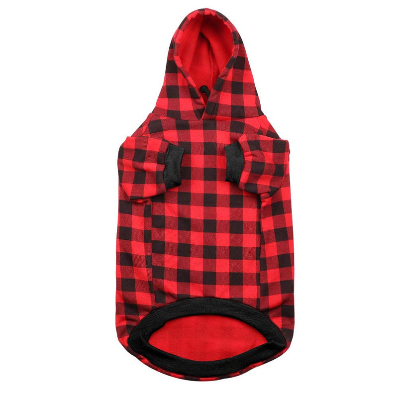 Red Plaid Dog Hoodie Sweater for Dogs Pet Clothes with Hat and Pocket（XL） XL Red Plaid - PawsPlanet Australia