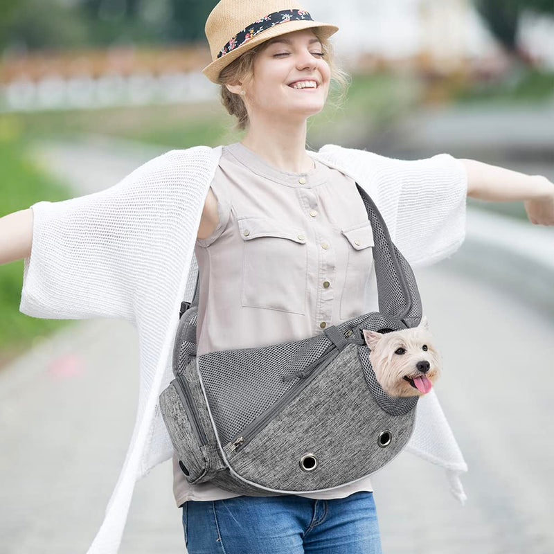PetAmi Dog Sling Carrier for Small Dogs, Puppy Carrier Sling Purse, Dog Bags for Traveling, Carrying Bag to Wear Medium Cat, Adjustable Crossbody Pet Sling Travel, Poop Bag Dispenser, Max 5 lbs, Gray Small - up to 5 lbs - PawsPlanet Australia