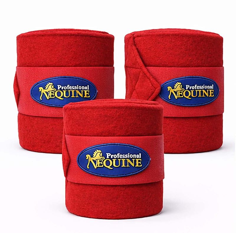 CHALLENGER 10ft Horse Grooming Leg Polo Wrap Set of 4 Soft Fleece 95R Red 10' x 5"