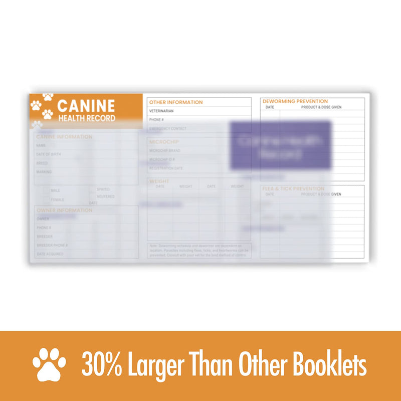 Pet Supplies | (25 Pack) Premium Canine Health Record 6x4 Inch Booklets | Dog Vaccines Large Records - Puppy Shot Vaccination Brochure Pack of 25 - PawsPlanet Australia