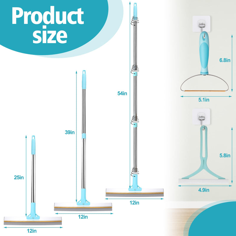 3 Pack Pet Hair Removal Tool, Double Cleaning Carpet Rake for Pet Hair Removal with Lint Remover Brush, 54” Adjustable Dog Cat Pet Hair Removal Broom for Carpets, Car Mat, Couch, Pet Bed, Rugs - PawsPlanet Australia
