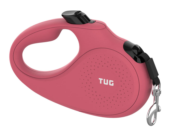 TUG Monochrome 360° Tangle-Free Retractable Dog Leash | 16 ft Strong Nylon Tape (Large, Pink) Large, 16 ft