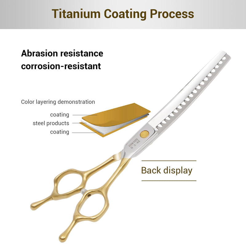 Dog Grooming Scissor,Pet Curved Chunkers Shears 7.0'' 440C Thinning Scissors for Precision Pet Hair Cutting Curved Thinning Scissors - PawsPlanet Australia