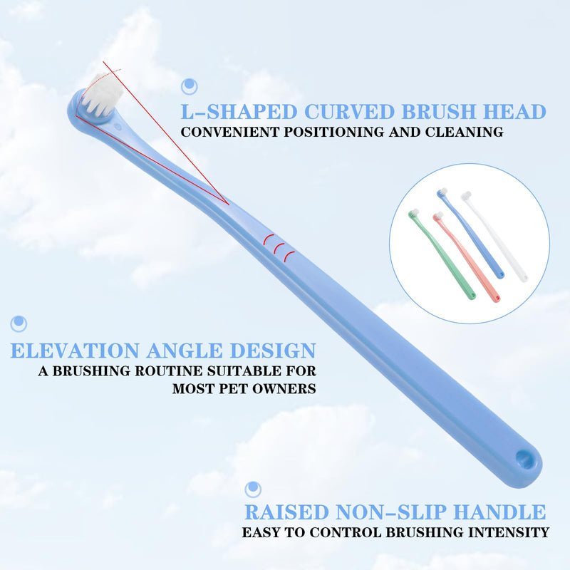 LLOUSSAK Pack of 4 Dog Toothbrush, Cat Toothbrush, Small Round Head | Toothbrush Dog Small, Small Pet Toothbrush Kitten Tooth Brush for Kittens Puppy Teeth Cleaning Oral Care B