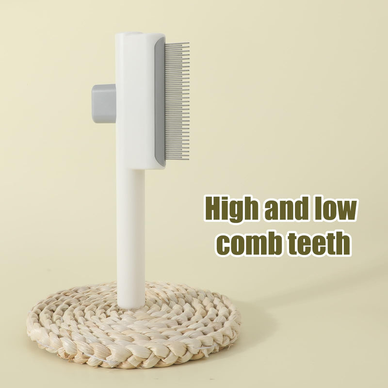 Pet Hair Remover Comb, Cat Brush with Release Button Self-Cleaning Pet Grooming Brush for Shedding Tangles & Removal Loose Hair for Dogs Cats (Long & Short Teeth) Long & Short Teeth - PawsPlanet Australia