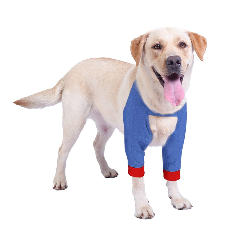 Dog Surgery Recovery Sleeve for Front Legs, Pet Prevent Licking Wound Elbow Brace Protector, Dog Recovery Suit for Sprain Arthritis_Blue(XL) XL Blue