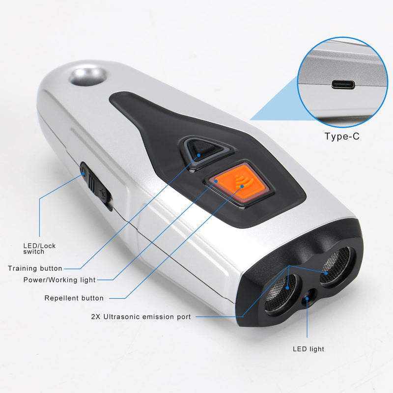 Dog Bark Deterrent Devices,3 in 1 Dual Sensor Anti Barking Device with Training/Deterrent Modes Dog Whistle to Stop Barking Ultrasonic Dog Barking Deterrent with LED Flashlight,Safe Dog Whistle - PawsPlanet Australia