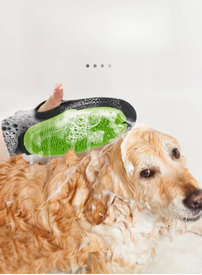Paw-Naticks 2-in-1 Pet Grooming Mitt, Double-Sided Silicone Bath Brush, Dog & Cat Hair Remover, Massage Glove, Shredding Massage, Five-Finger Design, 25.5x16x3 cm (BLUE) BLUE - PawsPlanet Australia