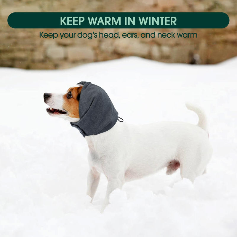 Kuoser Dog Calming Hood for Noise Anxiety Relief – Adjustable Velcro Ear Protector & Muff for Grooming, Fireworks & Thunder (Grey, Size L) Large Grey