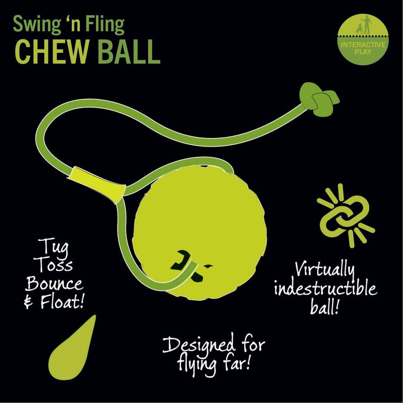 Starmark Everlasting Fun Ball on a Rope Dog Toy,Greens,Medium/Large - PawsPlanet Australia