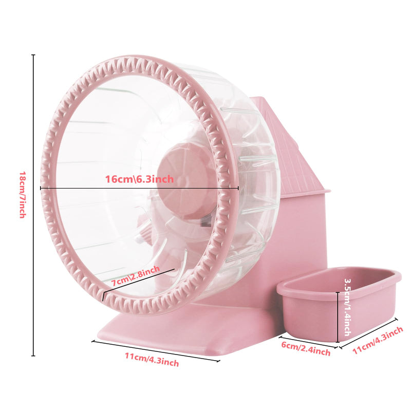 4 in 1 Silent Large Hamster Wheel Multifunctional Hamster Running Wheel Quite Running Spinner Wheel Accessories with Food Bowl Water Bottle for Hamsters Dwarf Gerbil (Pink) Pink - PawsPlanet Australia