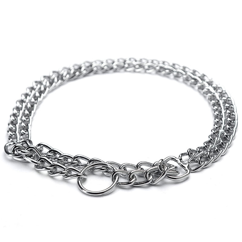 Heavy Duty Dog Collar - Martingale Collar with Double Row Chain for Medium Large Dogs (XL-24') XL-24” (suitable for neck 19-22")