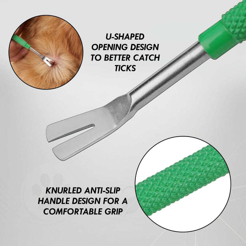 Tick Remover Tool for Dogs, Cats & Humans | Deer Tick Remover Kit | Stainless Steel Tick Removal Tool with Fine Tip Tweezers | Removes Entire Tick Head & Body