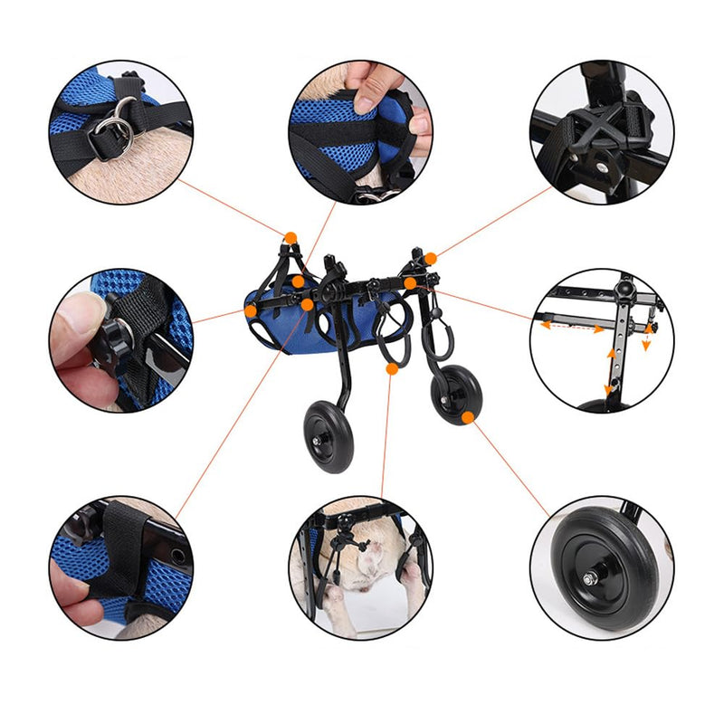 Dog Wheelchair, Adjustable Pets Cart Wheelchair for Back Legs,Dog Leg Brace and Hip Support, Assist Small Pets with Paralyzed Hind Limbs to Recover Their Mobility, Size M