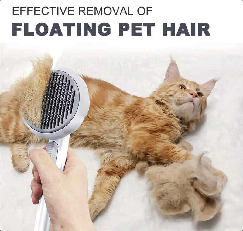 Cat Brush Dog Brush, Designed To Remove Loose Fur, Tangles, Mats With Convenient Release Button Feature, Easly Removal Of Trapped Hair From Brush, Indoor Cats Dog Hair Grooming Tool, White - PawsPlanet Australia