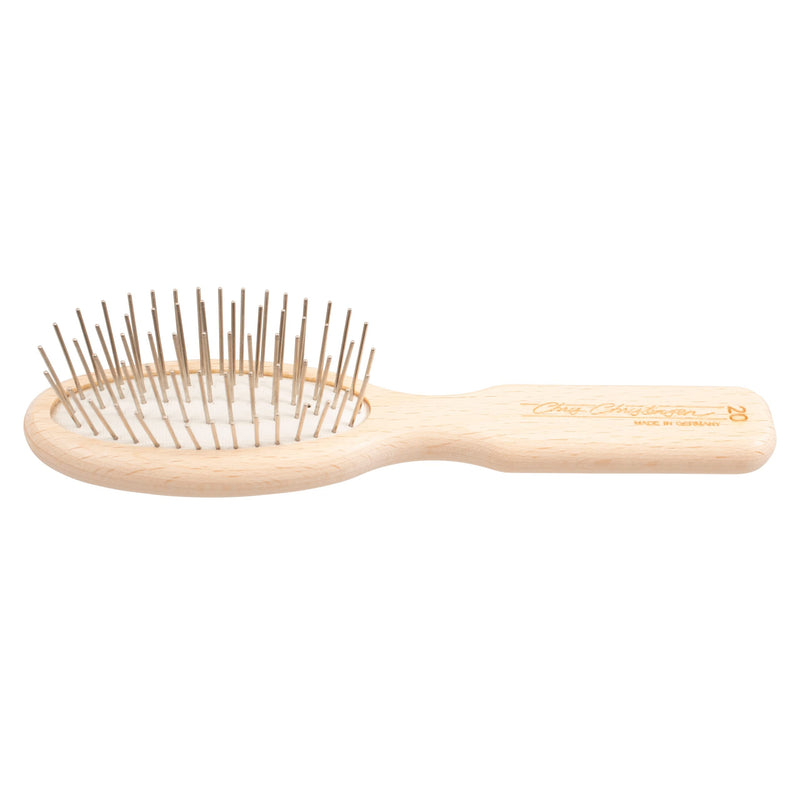 Chris Christensen Dog Brush, 5.75" x 1.25" Little Wonder Pin Brush (20mm), Original Series, Groom Like a Professional, Stainless Steel Pins, Lightweight Beech Wood Body, Ground and Polished Tips Brown 20mm-Mini