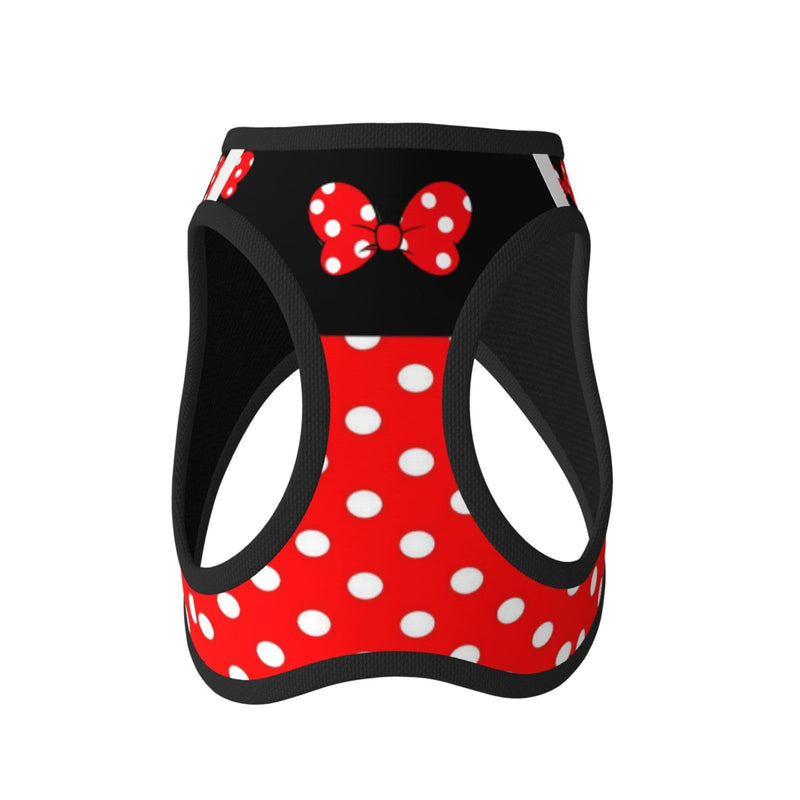 Red Black Polka Dot Bow No Pull Dog Harness and Leash Set, Reflective Vest for Small Dogs Adjustable, Cute Breathable Mesh Puppy Harness for Walking Leash Training,Small Red Black Polka Dot Bow S(Chest:14"-17") - PawsPlanet Australia