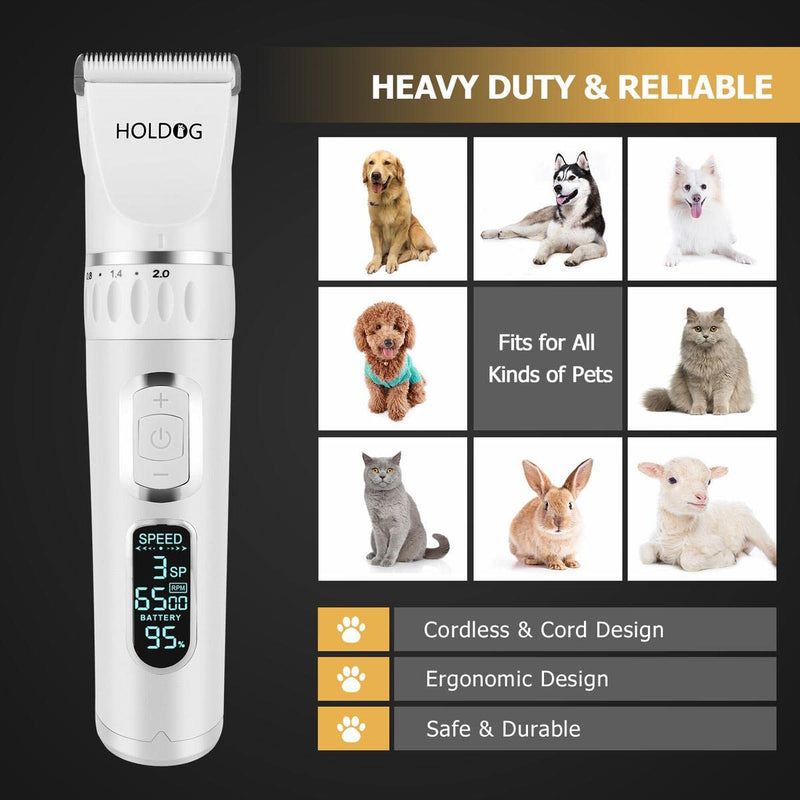Dog Clippers Professional Heavy Duty Dog Grooming Clipper 3-Speed Low Noise High Power Rechargeable Cordless Pet Grooming Tools for Small & Large Dogs Cats Pets with Thick & Heavy Coats - PawsPlanet Australia