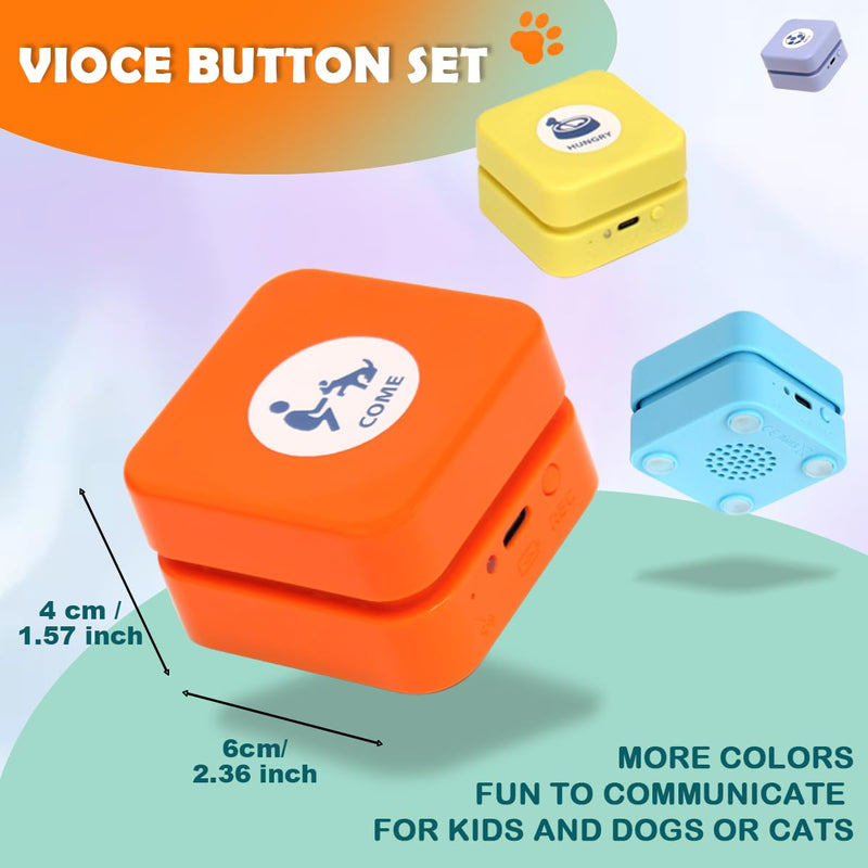 Rechargeable Dog Buttons for Communication Starter Pack,Voice Recording Buttons Set Training Pets Funny Gifts Study Office Home 3 Counts 35 Stickers Rechargeable 3 Counts + + Stickers - PawsPlanet Australia