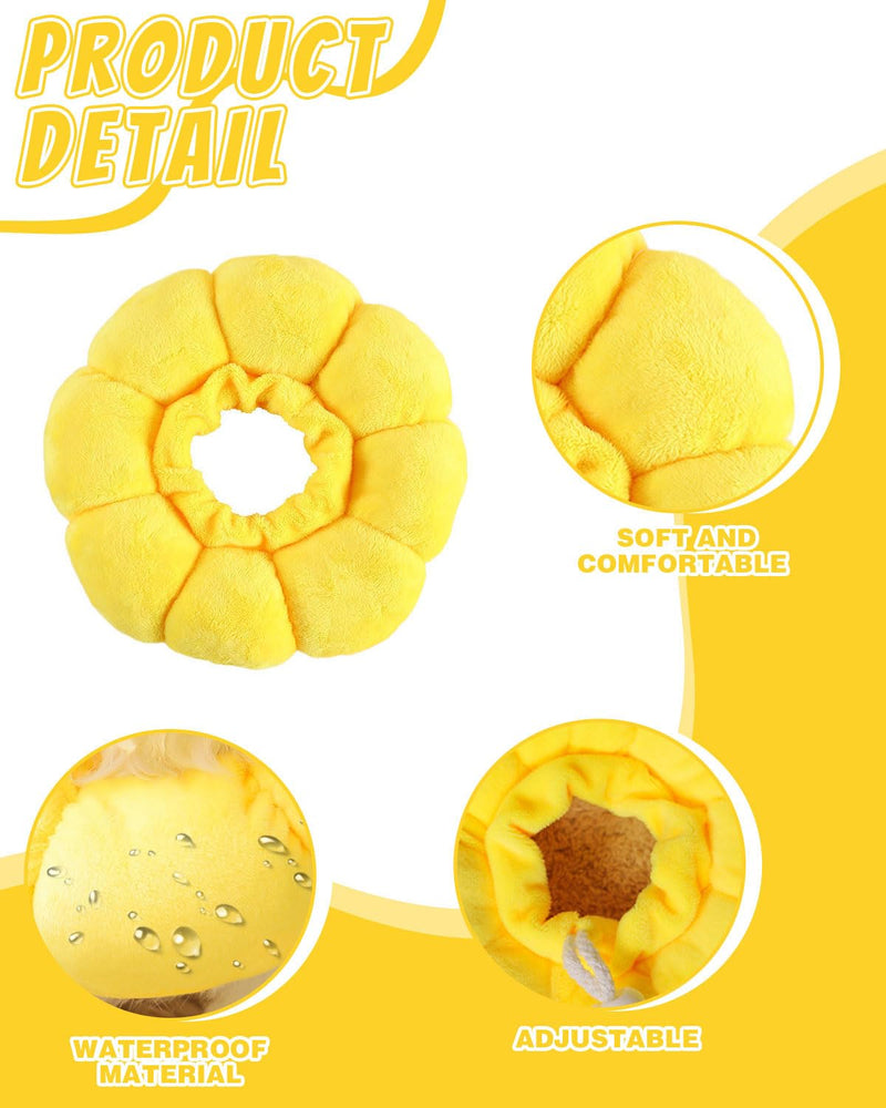 Adjustable waterproof cat collar, soft sunflower anti-lick cat collar, suitable for protecting the neck of cats and dogs after surgery, M (yellow)